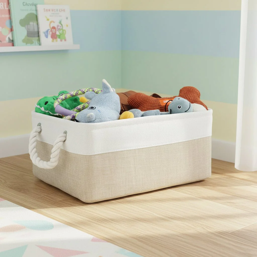 CLEANLIN – Environmentally Friendly Storage Basket Made of Linen Fabric for Bedroom & Living Room - Image 3