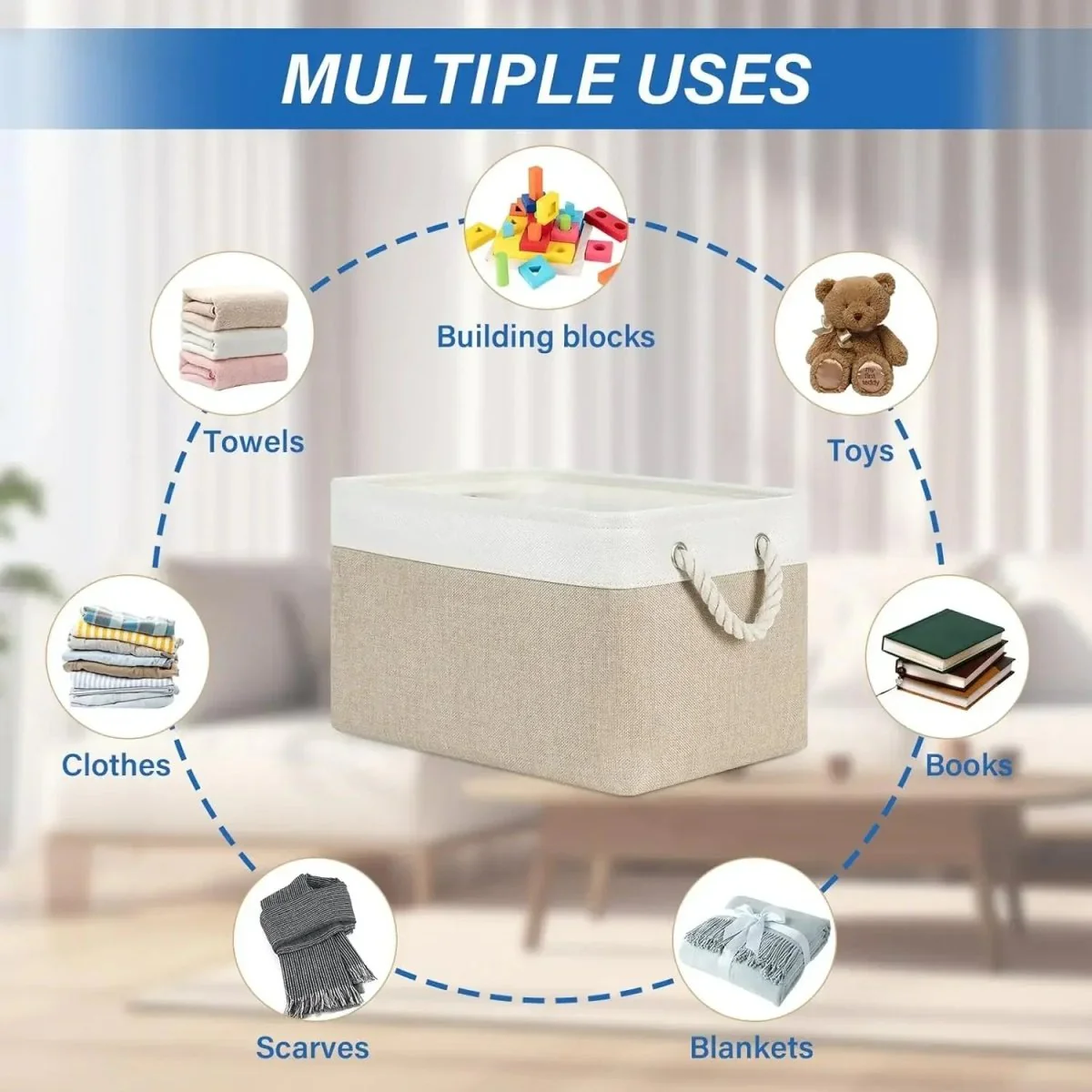 CLEANLIN – Environmentally Friendly Storage Basket Made of Linen Fabric for Bedroom & Living Room - Image 4