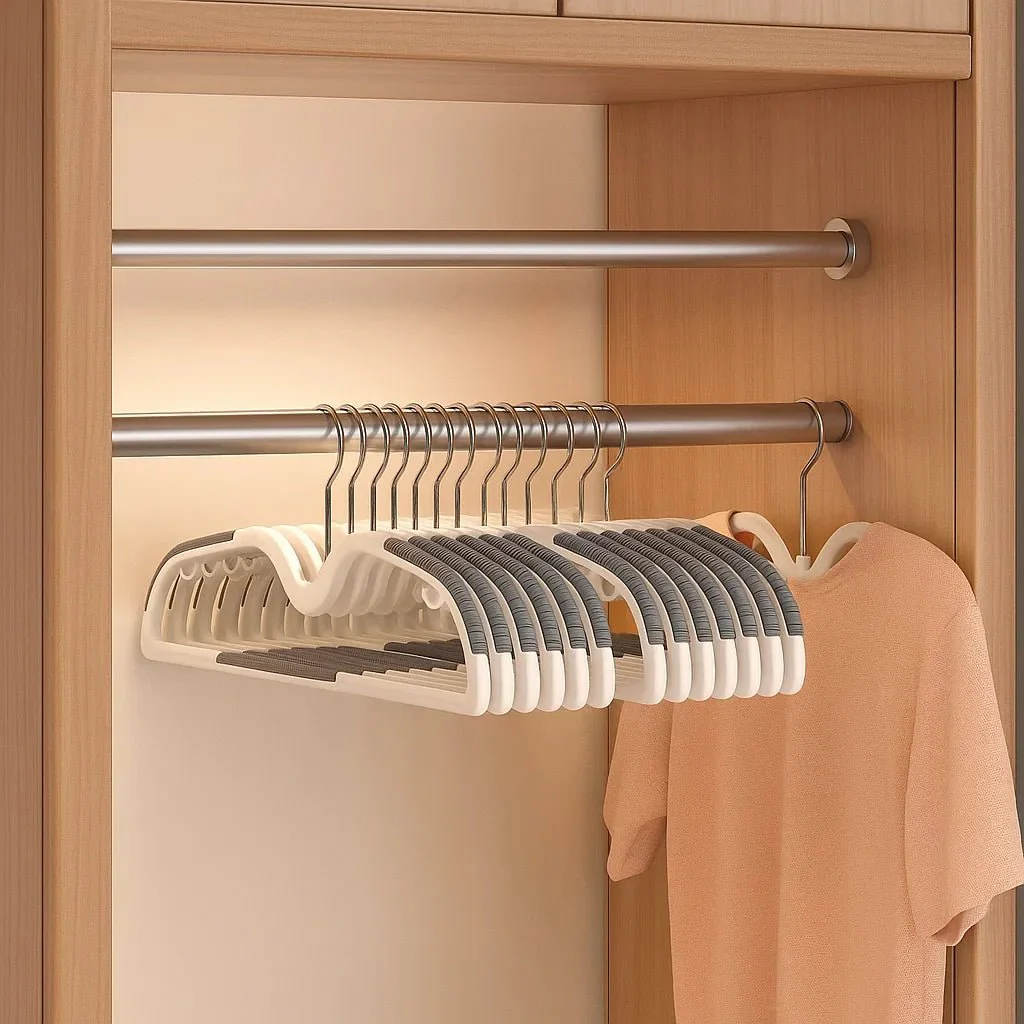CLOSETIQ – Space-saving, non-slip clothes hanger with 360° rotatable hook for optimal organization