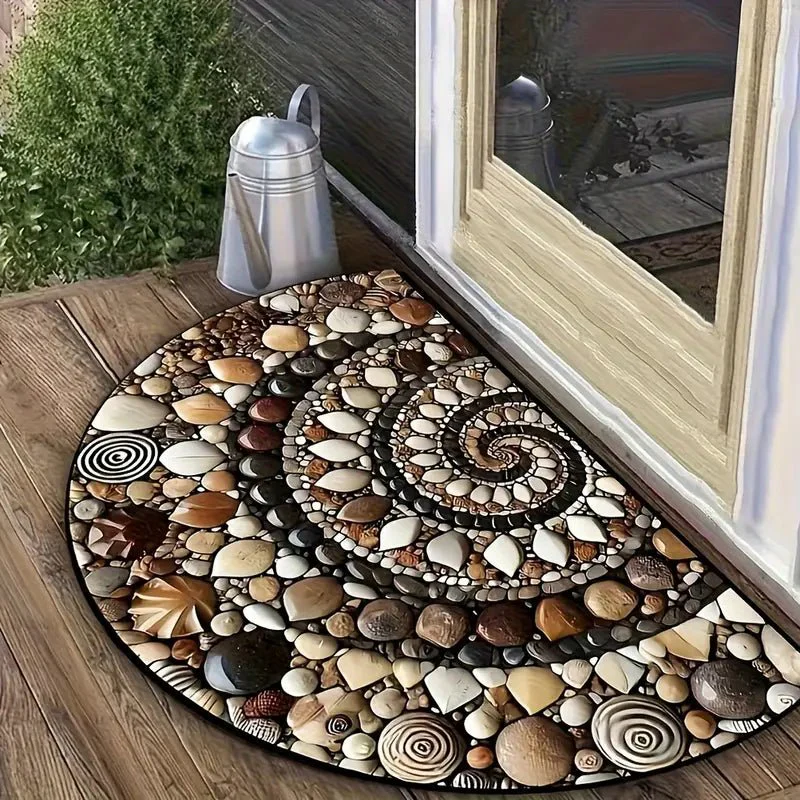 COASTLINEA - Half-Round Coastal Mat with Non-Slip Texture and Shell Design - Image 2