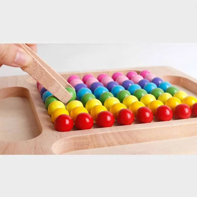 Colormatch - Montessori wooden bead sorting game to promote colours & counting - Image 3