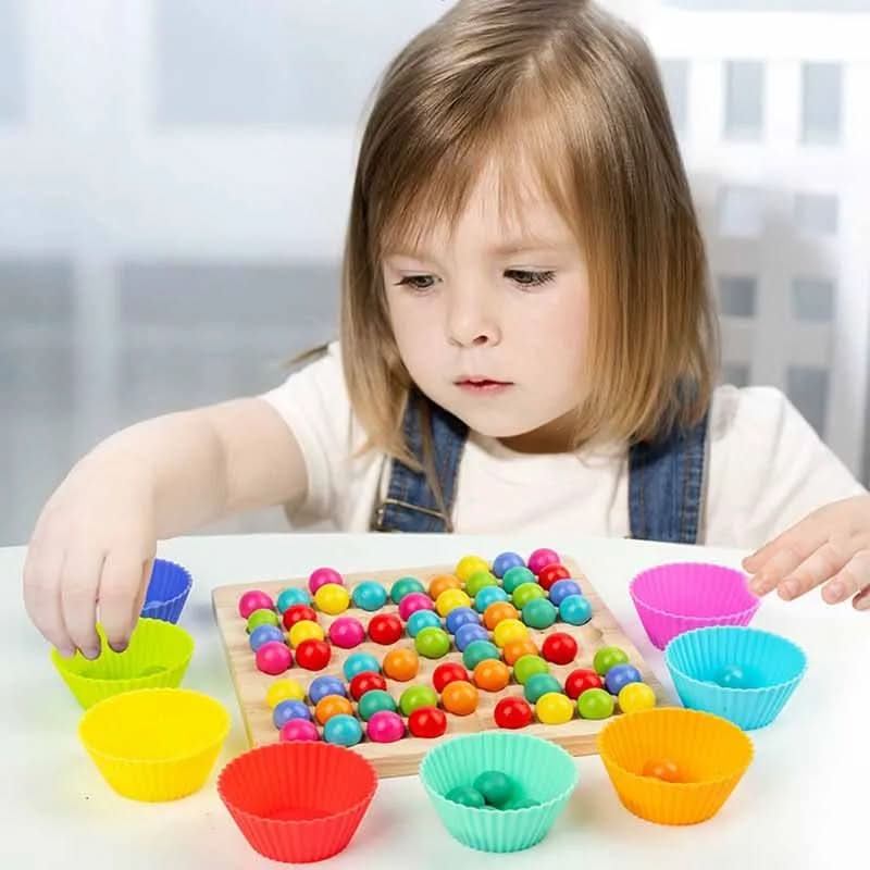Colormatch - Montessori wooden bead sorting game to promote colours & counting - Image 9