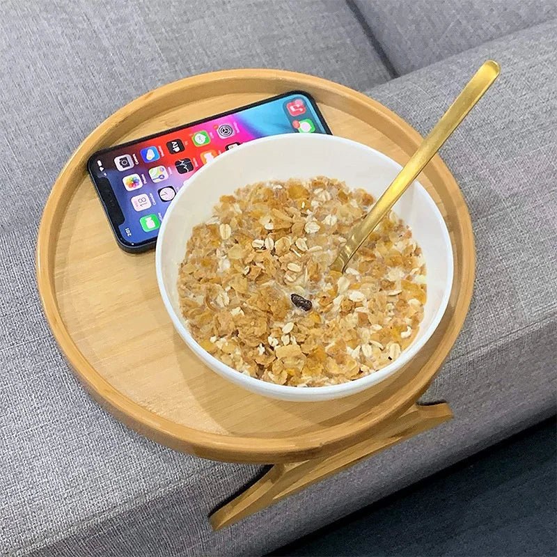 COMFORTCLIP – Clip-On Natural Wood Armrest Tray for Drinks & Snacks - Image 2