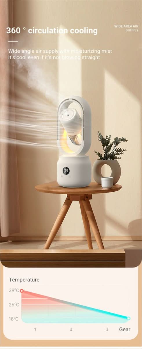 COOLMIST FAN - Portable fan without blades with humidifier and night light for refreshing comfort - Image 11