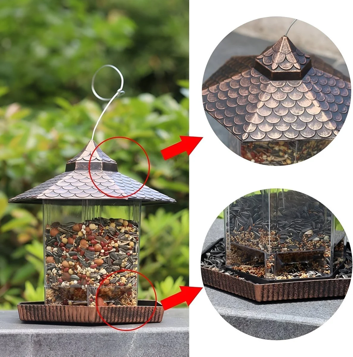 COPPERSHADE – Elegant bird feeder in copper look for weatherproof hanging decoration - Image 5