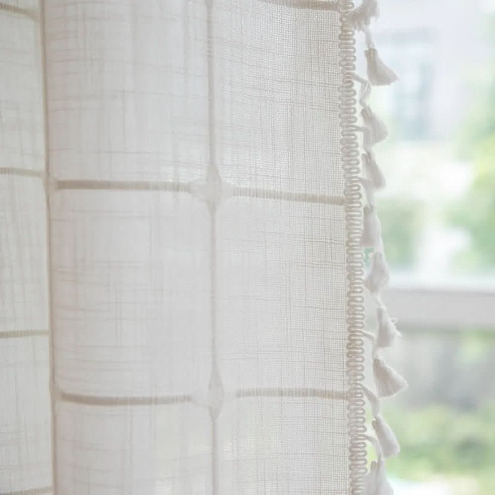 COTTONHAVEN Shower Curtain - Soft cotton shower curtain with fringes for cosy bathrooms - Image 4