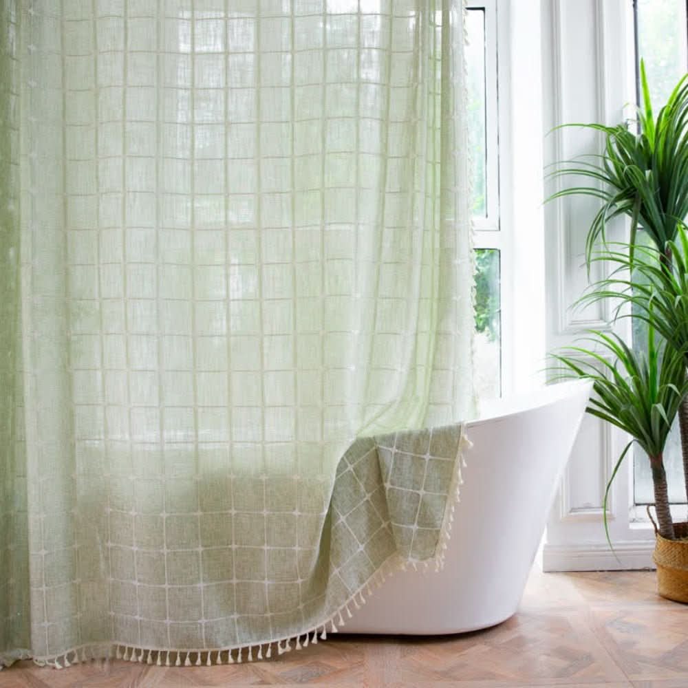 COTTONHAVEN Shower Curtain - Soft cotton shower curtain with fringes for cosy bathrooms - Image 7