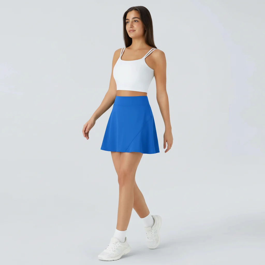 COURTLINE - 2-in-1 tennis skirt with concealed side pockets & flat waistband