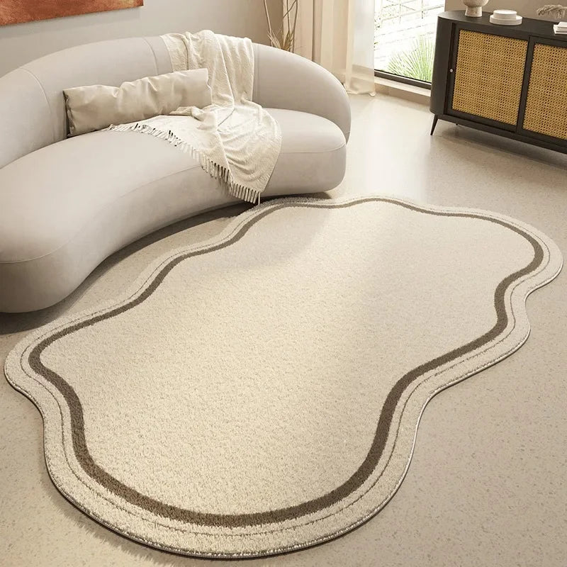 COZYART – Soft abstract cream-colored carpet with irregular design & non-slip backing - Image 2