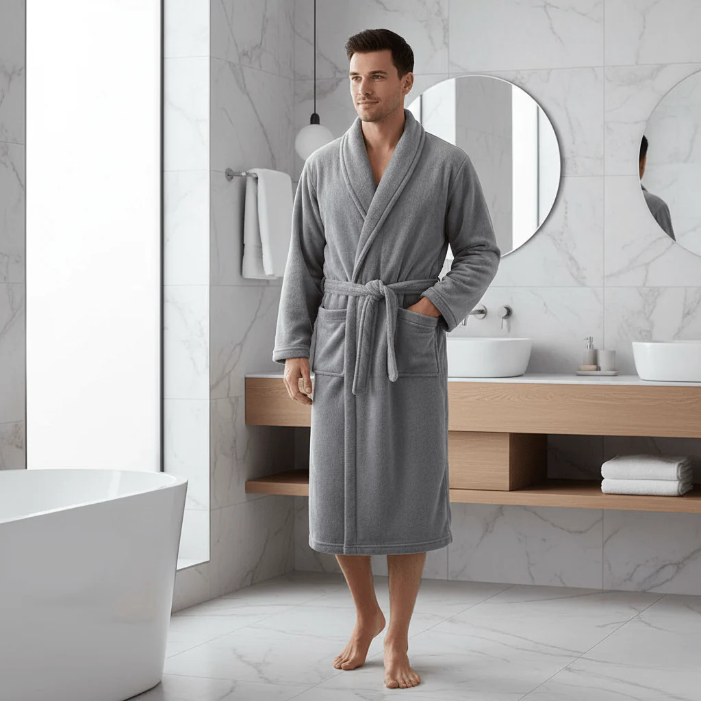 COZYCORAL – Light winter bathrobe made of coral fleece with belt & side pockets - Image 5