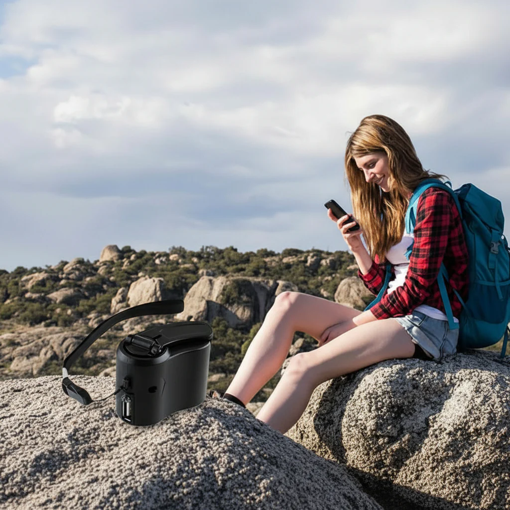 CRANKCHARGE – Portable Hand Crank Emergency Charger with USB & LED - Image 4