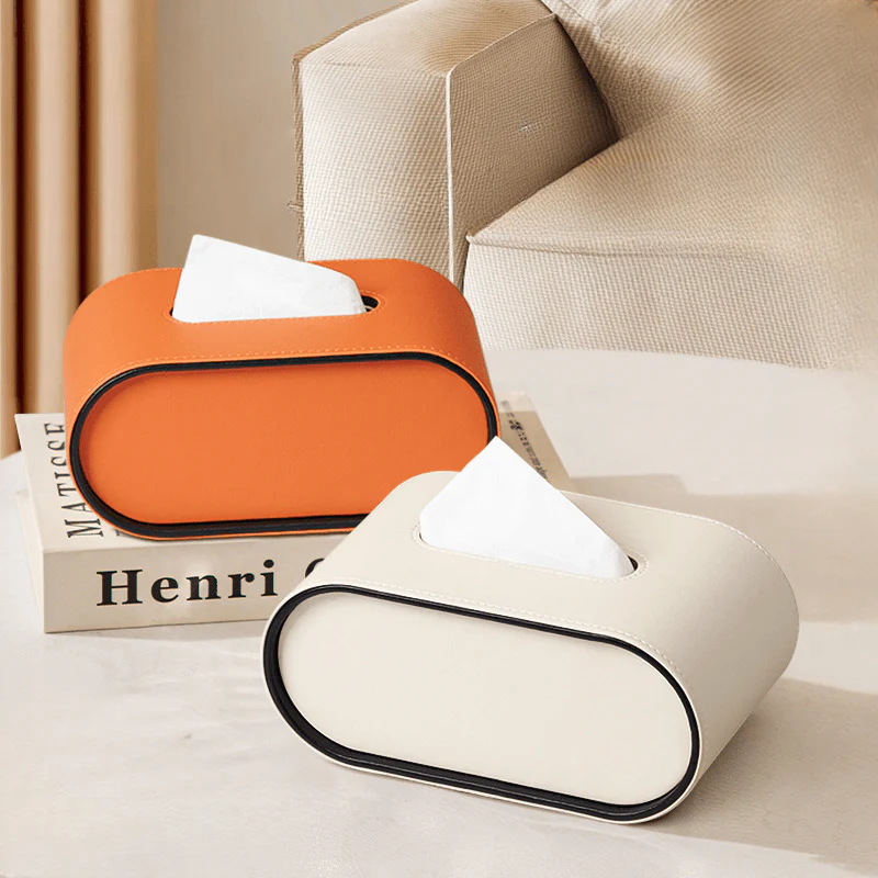 CUIRÉ – Sophisticated oval leather tissue box for modern interiors - Image 2