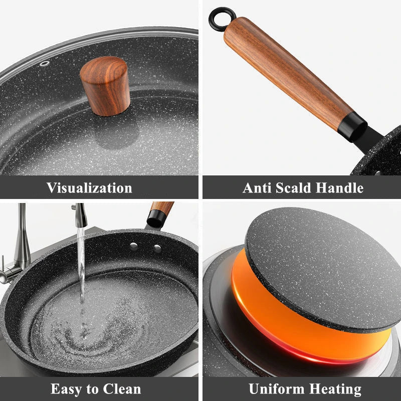 CUISTONE – 30 cm Maifan Stone Non-Stick Pan with Lid for Gas & Induction Stoves - Image 7