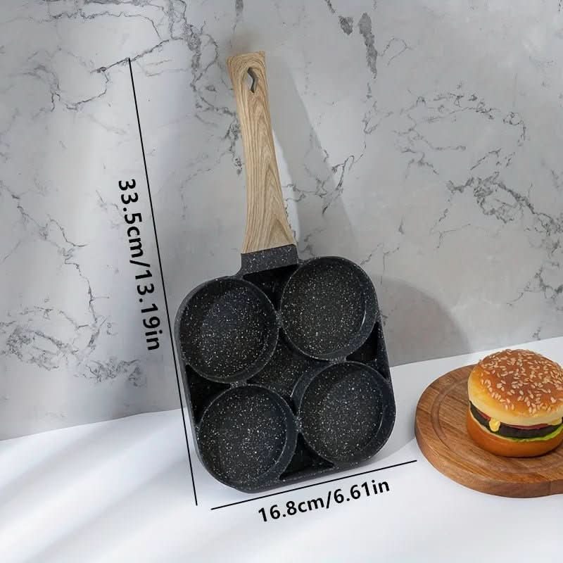 Culinara 4-Hole Non-Stick Pan | Multipurpose Pan for Eggs & Pancakes | Durable Aluminum | Easy to Clean - Image 4