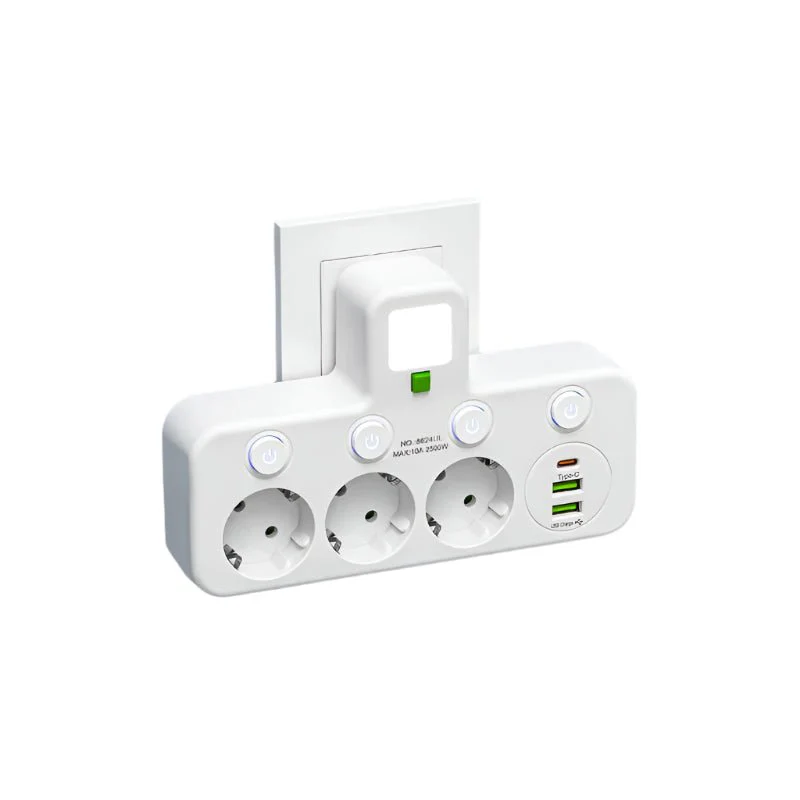 CURRENTIX – Compact four-socket power strip with USB charging function and secure locking mechanism - Image 4