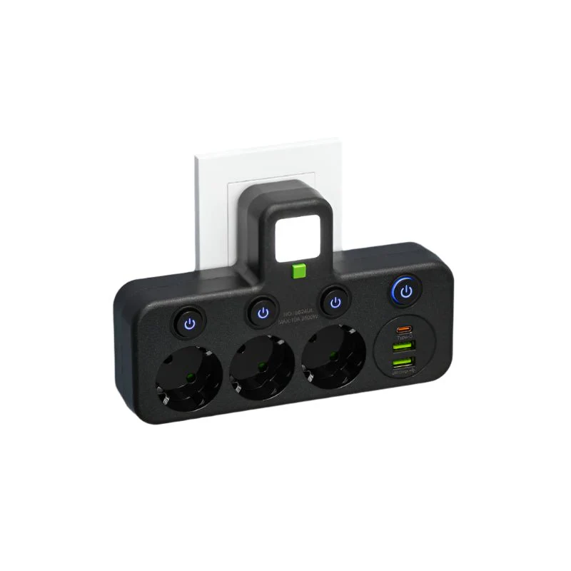 CURRENTIX – Compact four-socket power strip with USB charging function and secure locking mechanism - Image 6