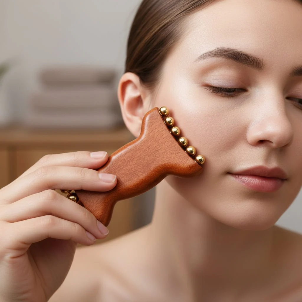 DETOXPRESS – Detox facial massager made of natural copper wood for lymphatic drainage & gua sha massage - Image 2