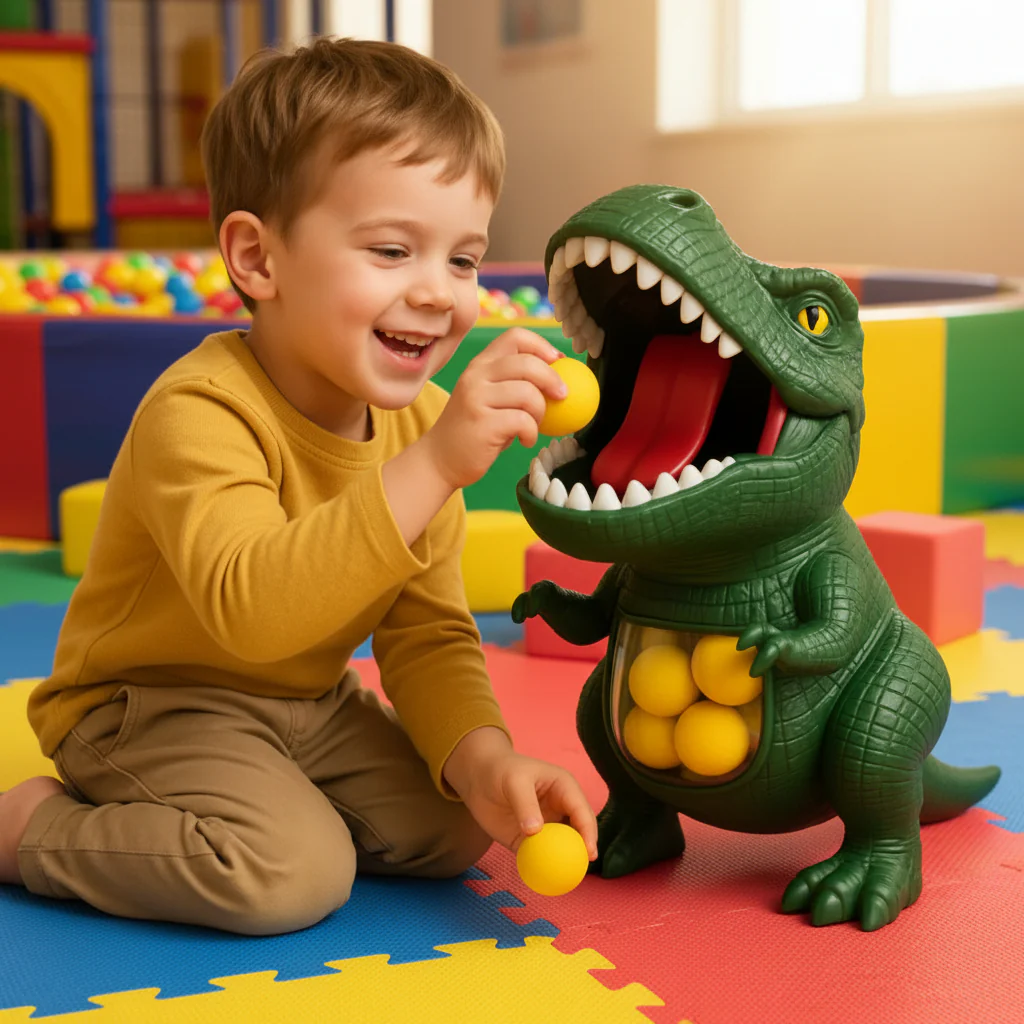 DINOPOP BLASTER – Dinosaur shooting game for children with soft foam balls & target board - Image 6
