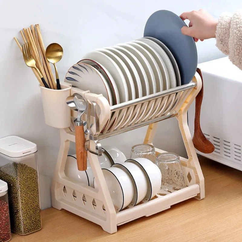 DRAINPRO – Robust 2-Tier Dish Drainer with Drip Tray and Cutlery Holder - Image 3