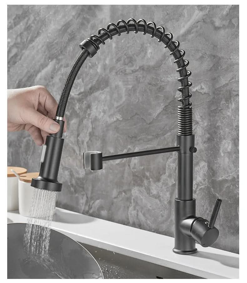 DUALFLOW Kitchen Tap - Modern kitchen tap with double spout & elegant black and gold finish - Image 10