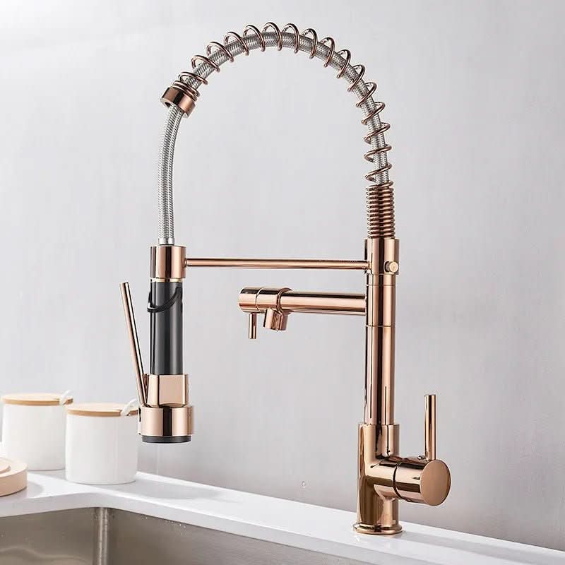 DUALFLOW Kitchen Tap - Modern kitchen tap with double spout & elegant black and gold finish - Image 9