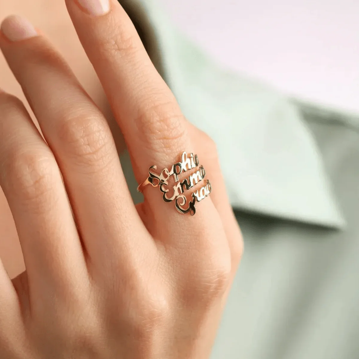 DUONARA – Elegant stainless steel name ring with engraving - Image 4