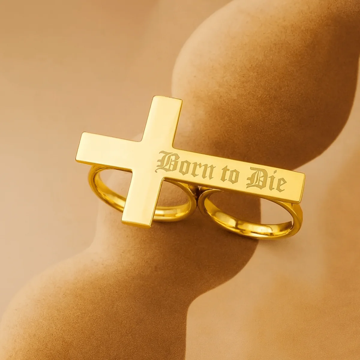 DUOVIA – Stainless Steel Two-Finger Ring with Engraving - Image 3