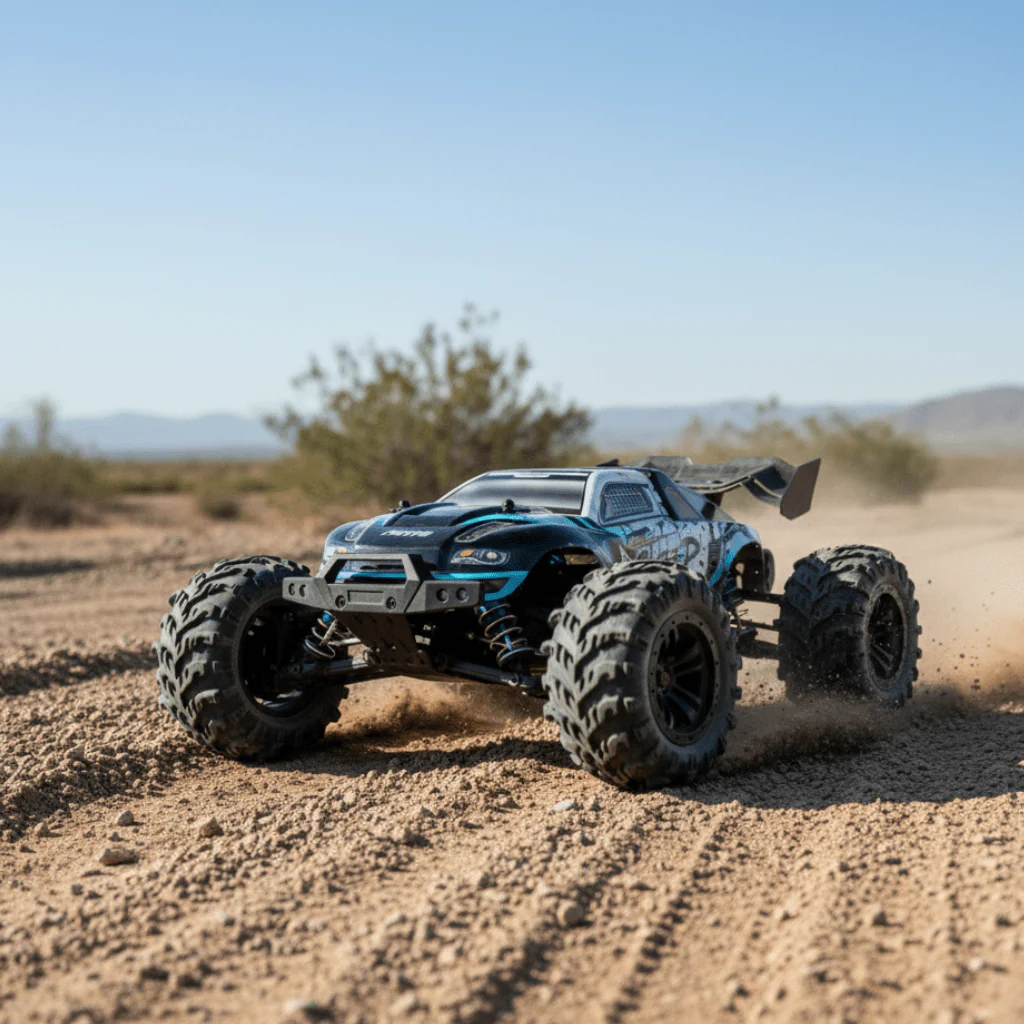 DUSTFORCE – 1:16 all-wheel-drive electric truck with LED headlights and treaded tires