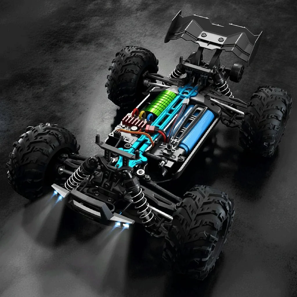 DUSTFORCE – 1:16 all-wheel-drive electric truck with LED headlights and treaded tires - Image 4