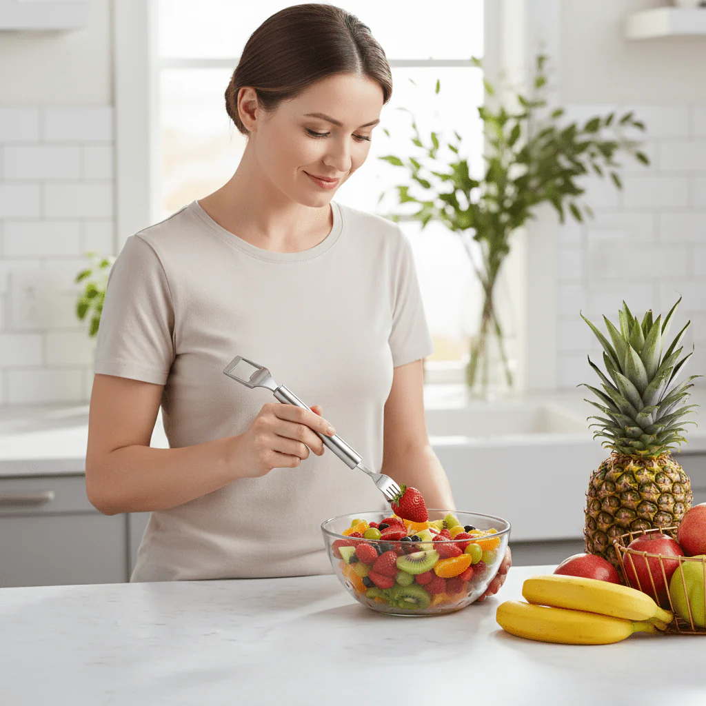 EasyFruit Duo – Fruit cutter with integrated fork for quick snack enjoyment - Image 2