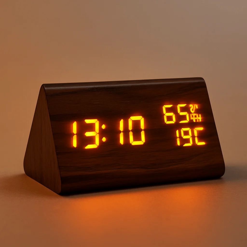ECOCLOCK – Minimalist Digital Wooden Clock with Temperature Display & Light Control - Image 5