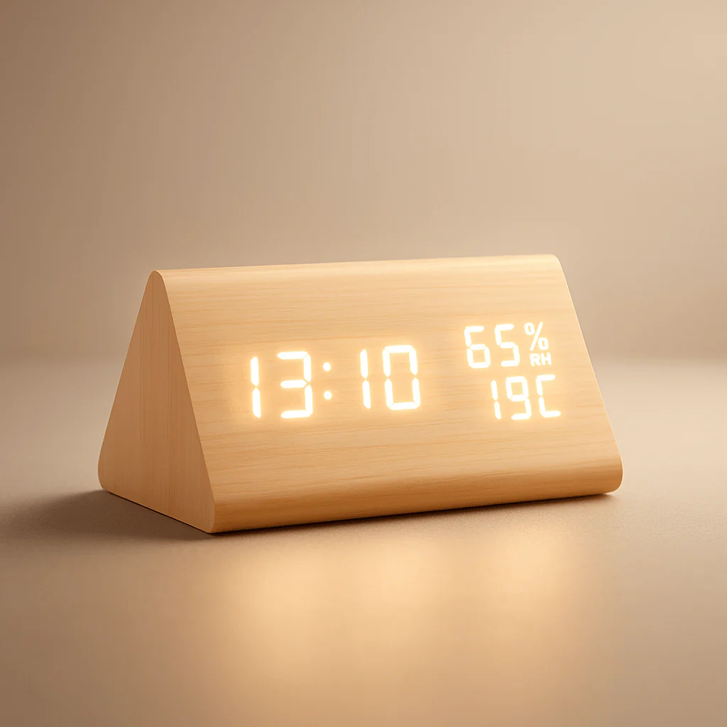 ECOCLOCK – Minimalist Digital Wooden Clock with Temperature Display & Light Control - Image 6