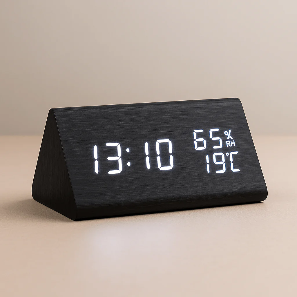ECOCLOCK – Minimalist Digital Wooden Clock with Temperature Display & Light Control - Image 7