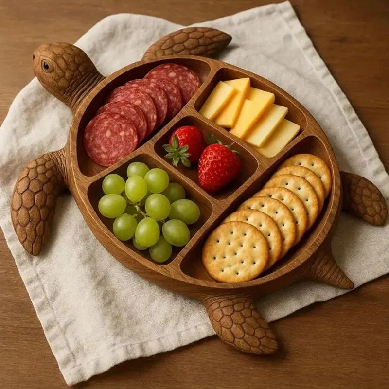 EDELHOLZ - Decorative Turtle-Shaped Wooden Board Handcrafted for Serving Snacks
