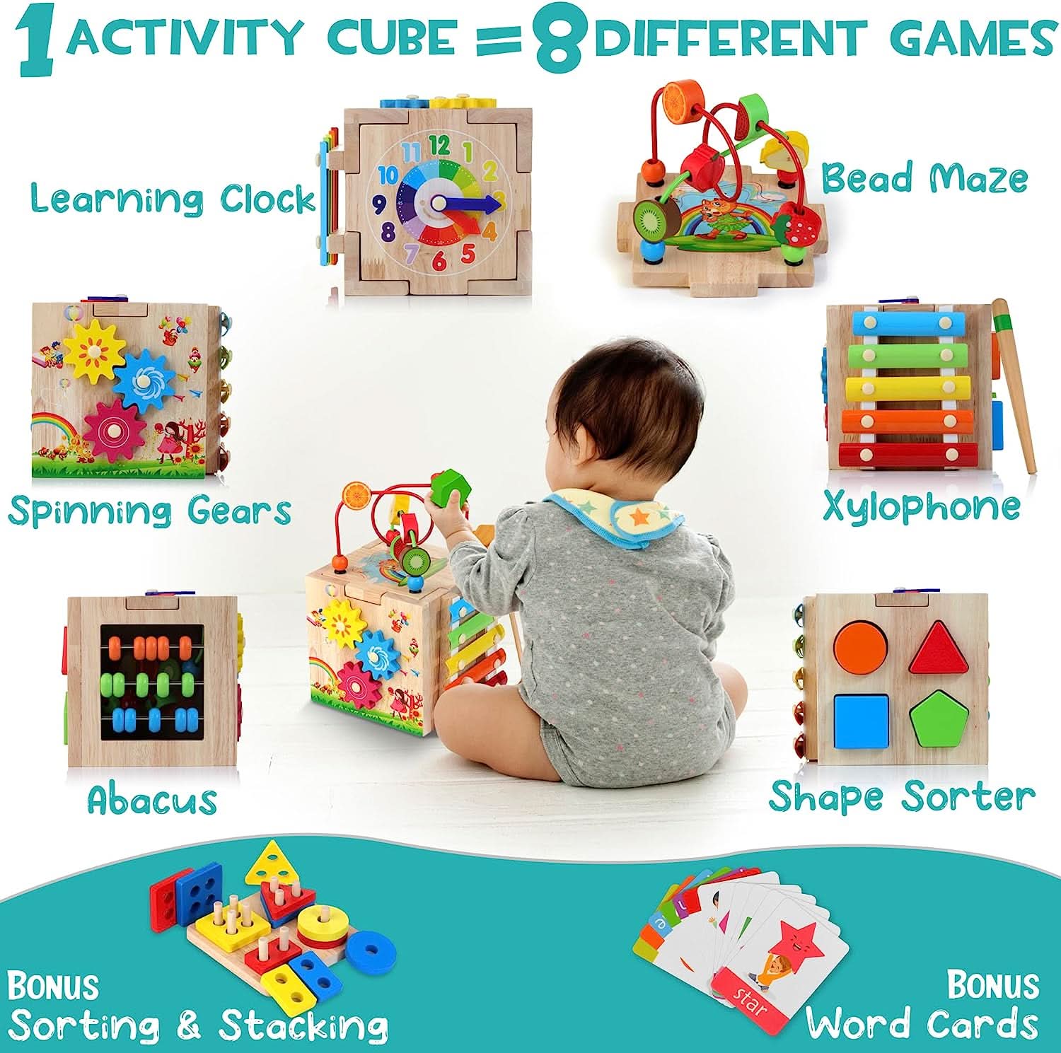 EduCube 8-in-1 - Interactive Montessori cube for toddlers aged 18 months and over - Image 4