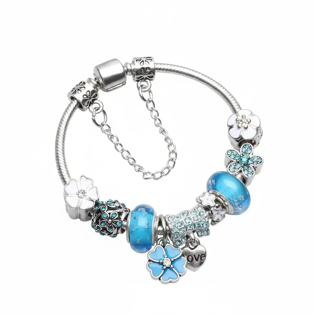 Bracelet Charm Made of Sterling Silver Elegant Floral Gift - Image 3
