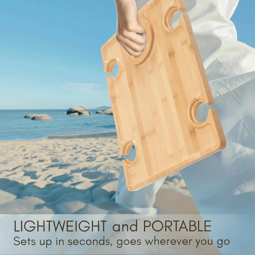 ELEGANZA – Elegant Foldable Wine Picnic Table with Glass Holders for Portable Outdoor Dining - Image 6