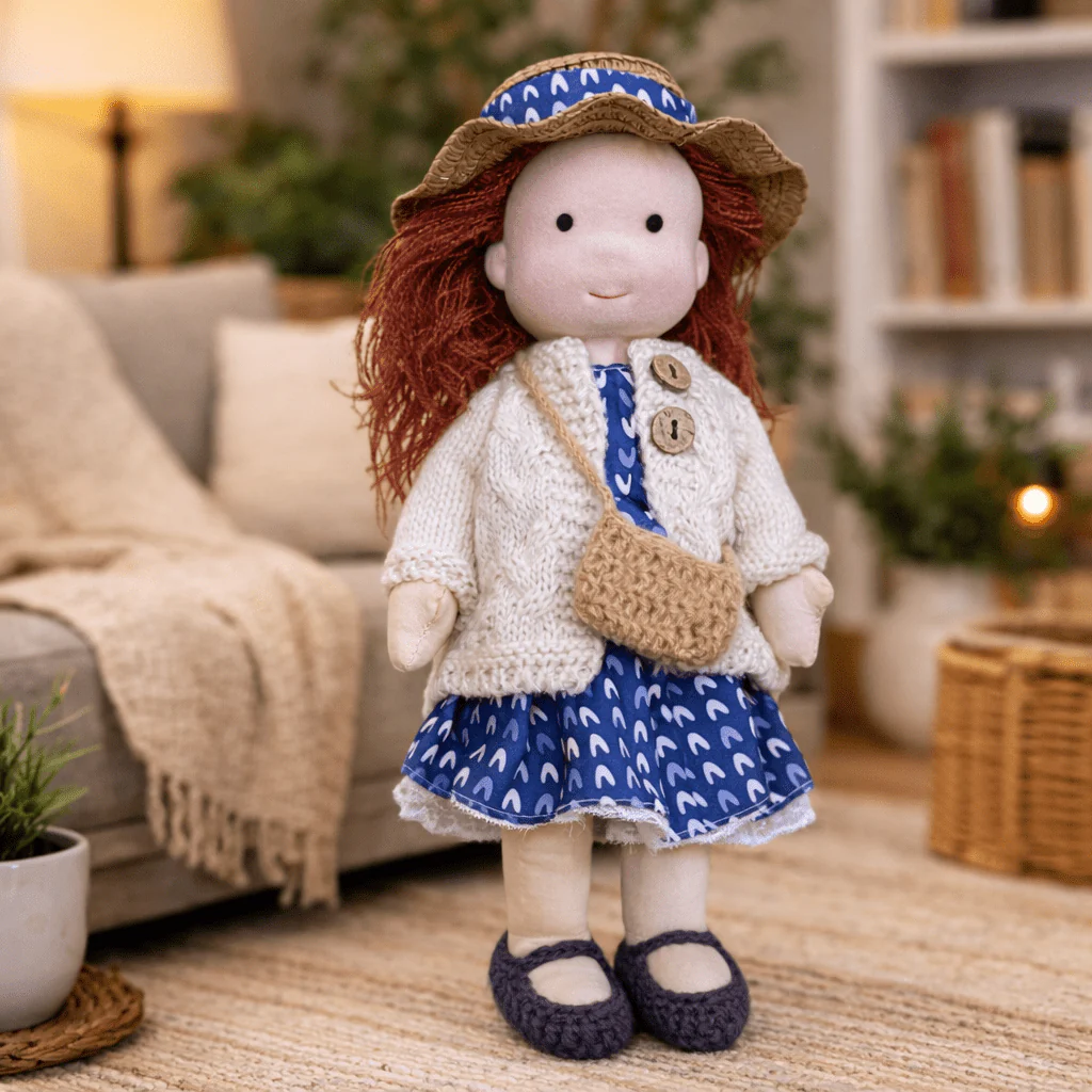 Elora – Handmade Waldorf Doll Made of Cotton for Creative Play - Image 13