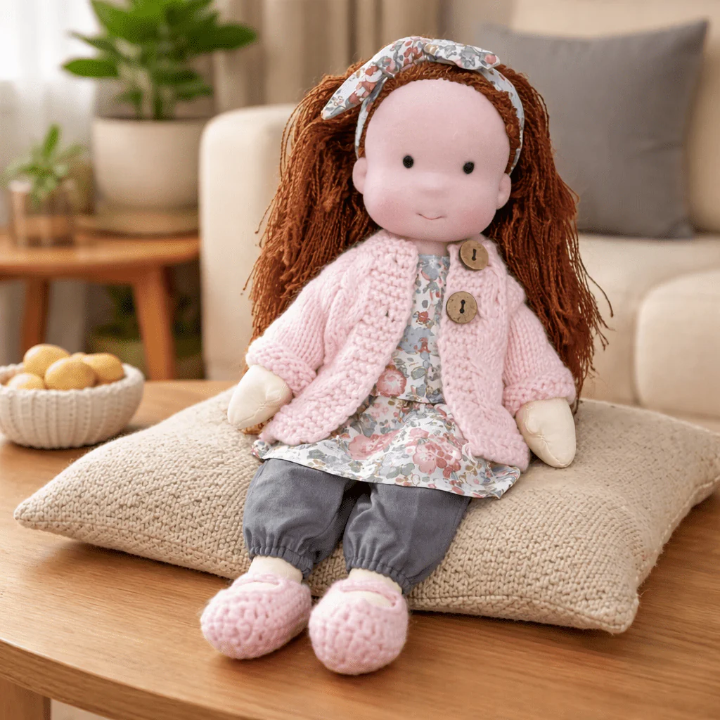 Elora – Handmade Waldorf Doll Made of Cotton for Creative Play - Image 34