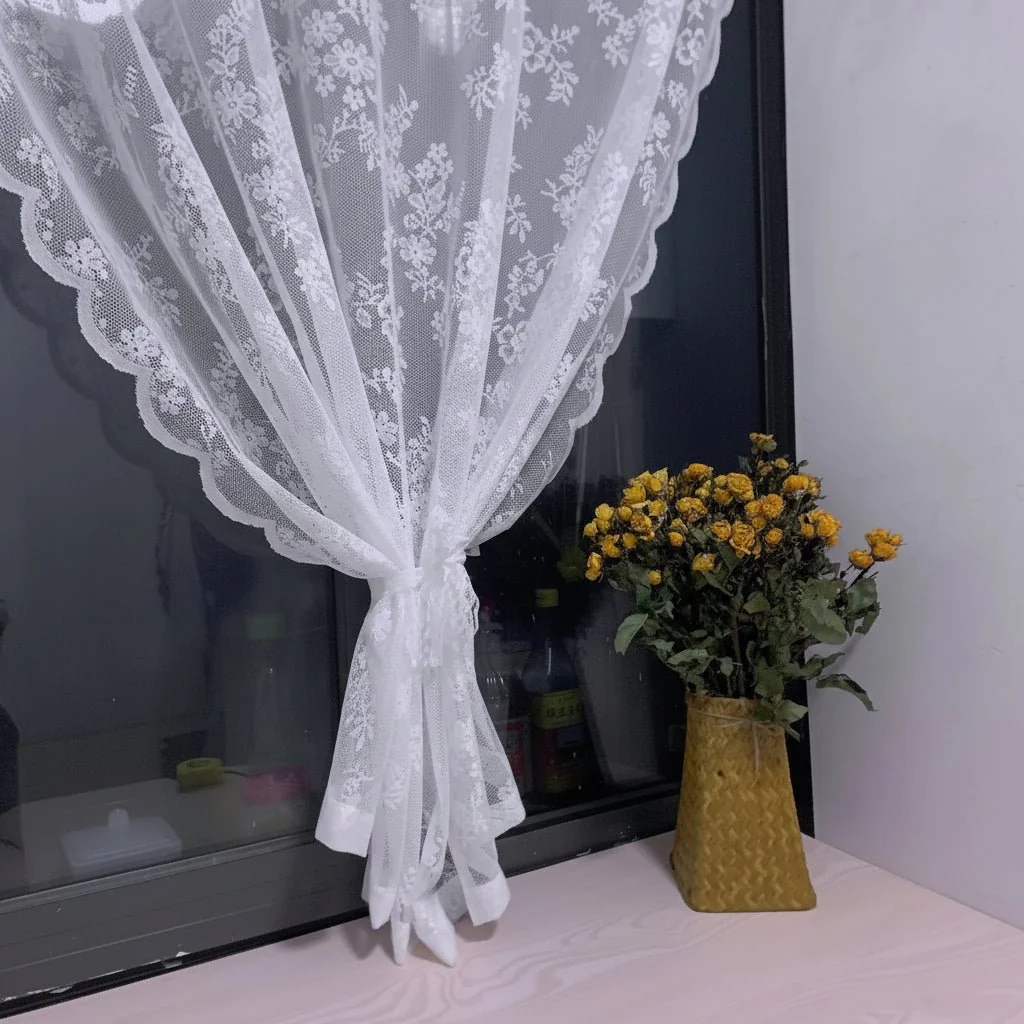 ELVAROSE - Transparent curtain panel with floral lace and rod pocket - Image 4