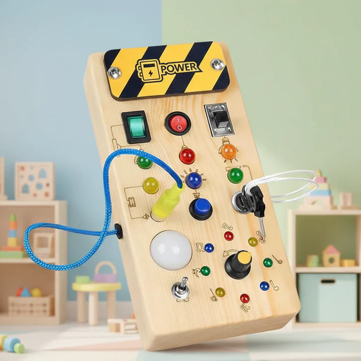 DISCOVERER WORLD – Montessori Activity Board made of wood for promoting fine motor skills, sensory perception & concentration