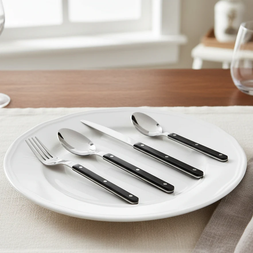 ETERNIFORCE – 4-Piece Stainless Steel Flatware Set with Engraved Design