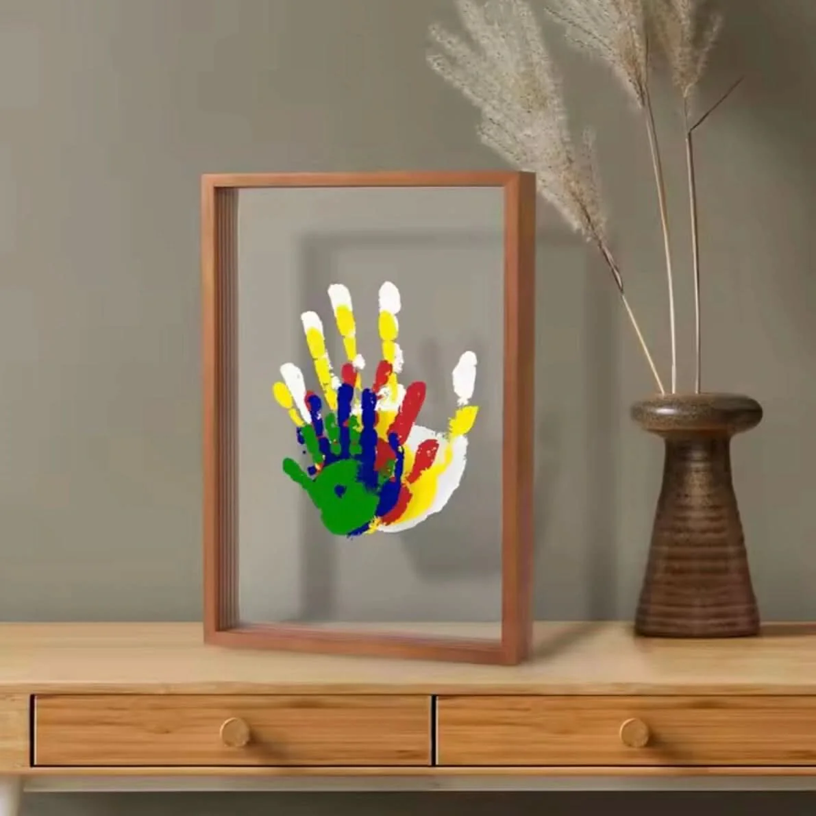ETERNAL TRACES – Baby Memory Frame made of Wood with Clay for Hand & Footprints