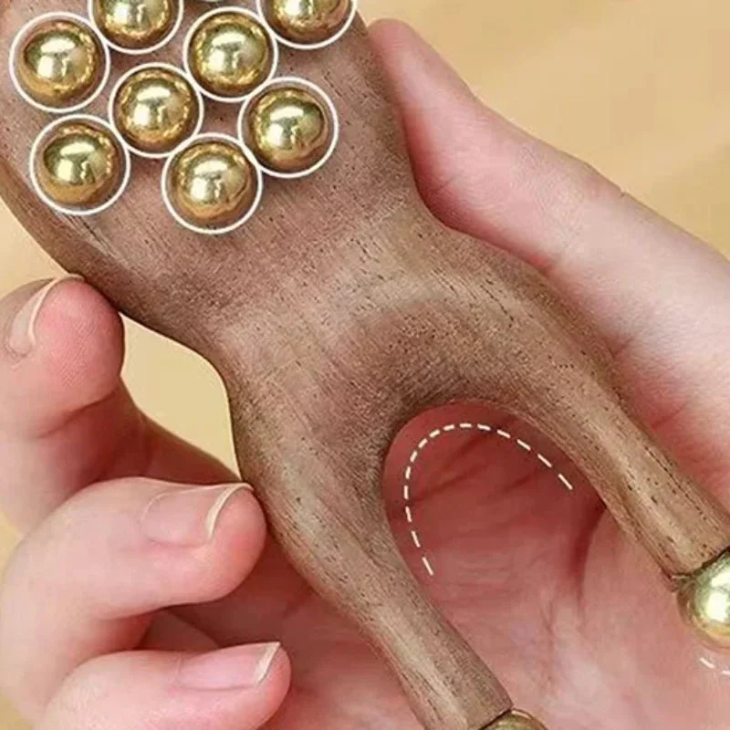 FACIALZEN – Ergonomic Wooden Gua Sha Facial Massage Tool with Brass Beads for Relaxation - Image 2