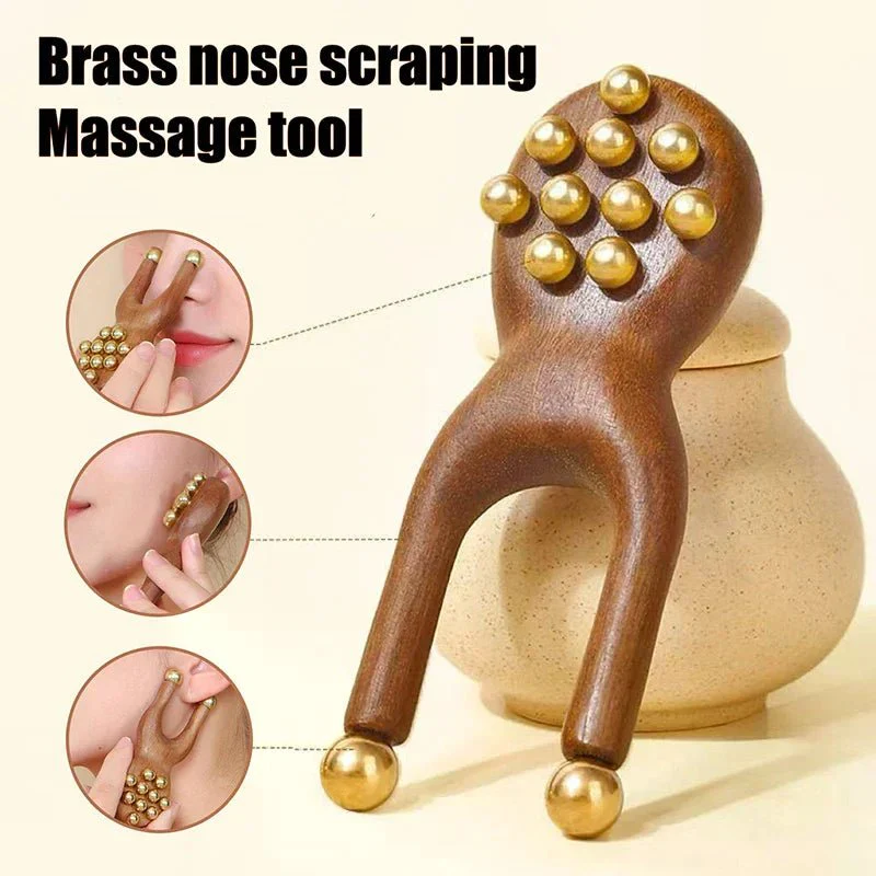 FACIALZEN – Ergonomic Wooden Gua Sha Facial Massage Tool with Brass Beads for Relaxation - Image 3