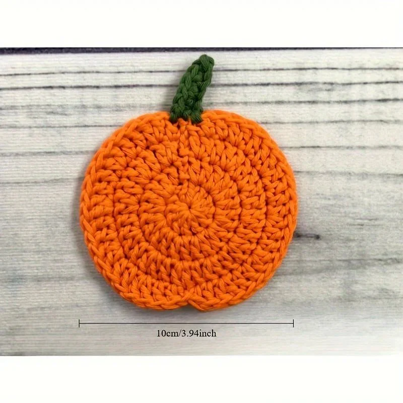 FALLORA – Handcrafted crocheted pumpkin coasters for autumn table decoration - Image 6