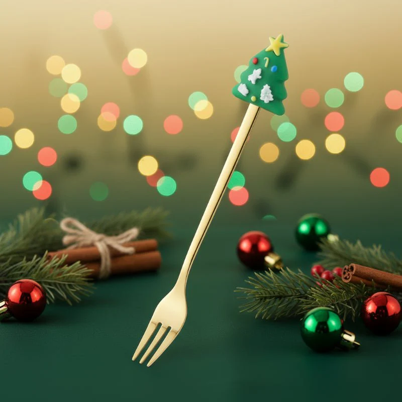 FESTIFORK – Creative Christmas Spoon & Fruit Fork Set for Coffee & Desserts