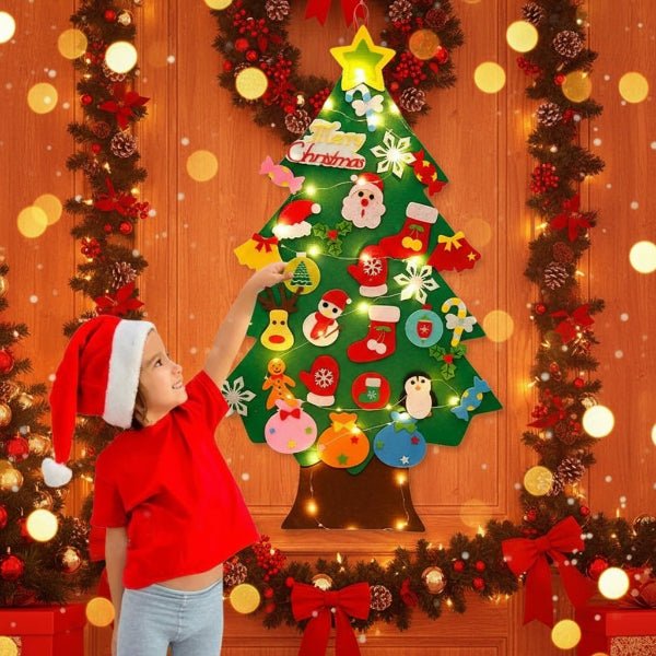 FILZTWINKLE – Interactive Felt Wall Tree with LED Lights and 30+ Ornaments - Image 4