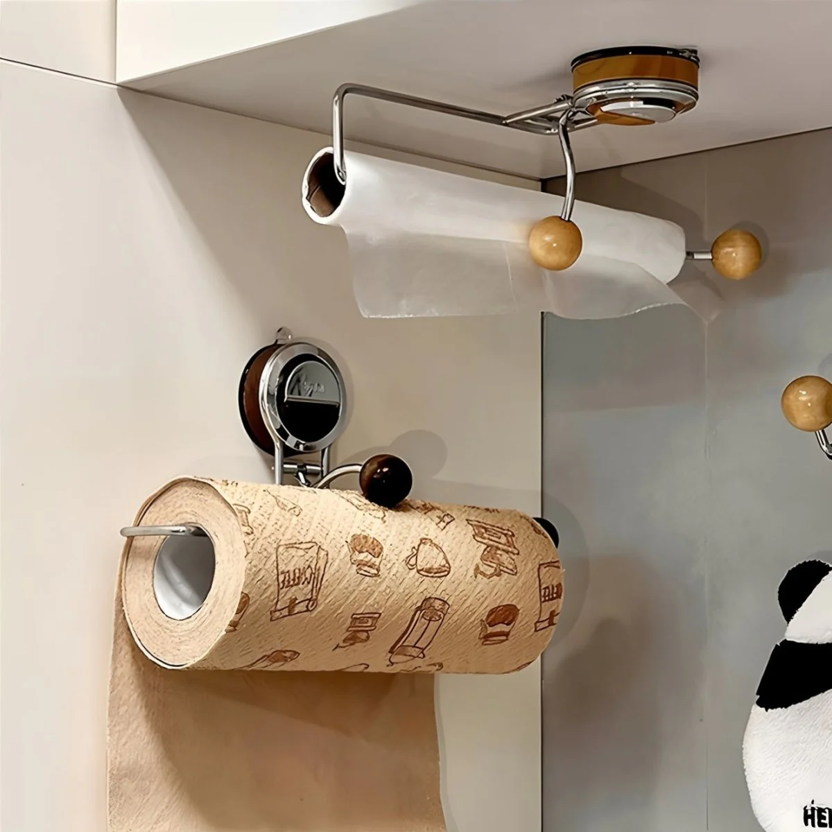 FIXROLL – Drill-free kitchen paper towel holder made of stainless steel with reusable suction power - Image 4