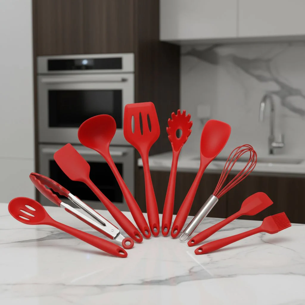 FLARETOOLS – 10-piece Silicone Kitchen Utensil Set for Effortless Cooking